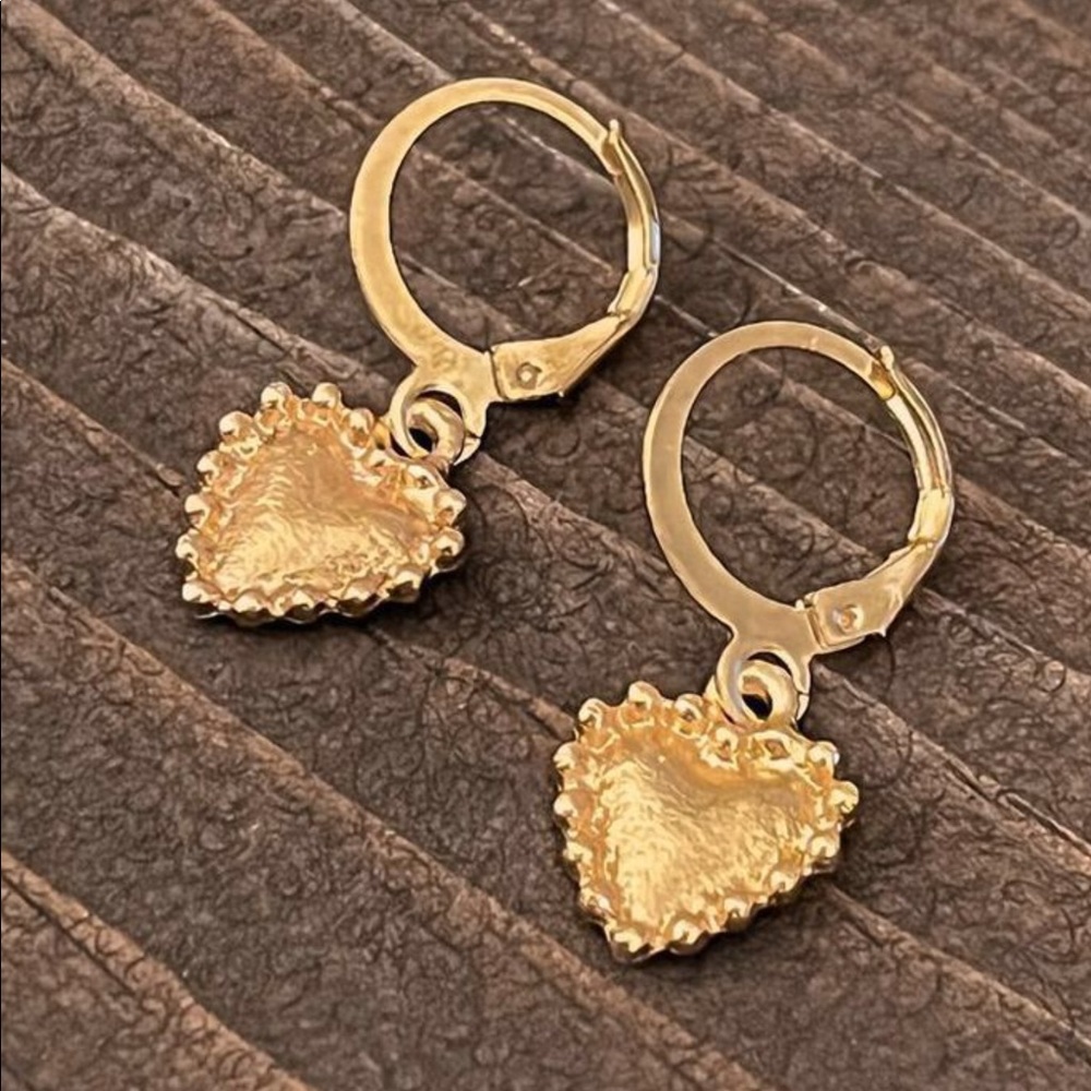 Rose Gold Heart Huggie Hoop Earrings New!